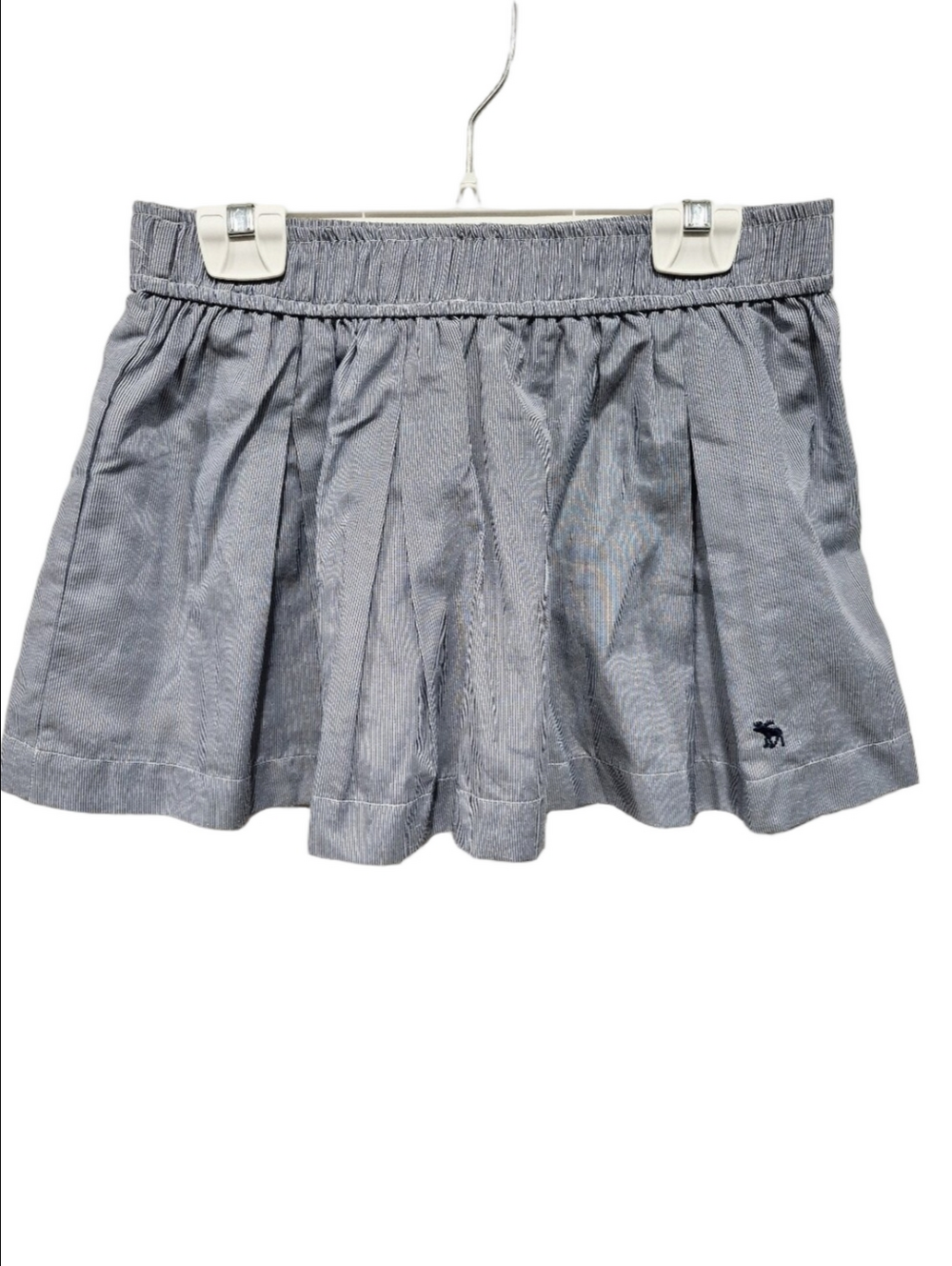 Abercrombie & Fitch Pleated Mini Skirt Large Blue White Stripe Seersucker